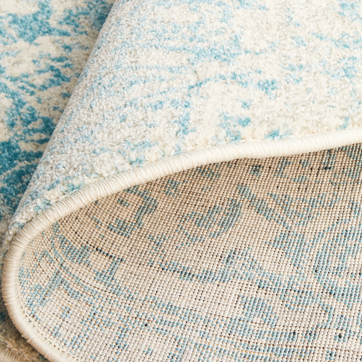 Evoke 253 White Blue Round Rug