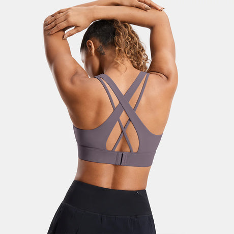 Power On Zip Front Racerback High Impact Sports Bra - Grey