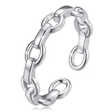 Adjustable Solid 925 Sterling Silver Chain Link Open Cut Ring