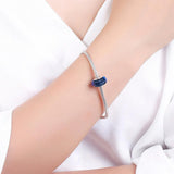Solid 925 Sterling Silver Pale Dark Sapphire Stardust Murano Glass Charm