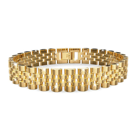 Bullion Gold Brick Gold Layered Stainless Steel Bracelet