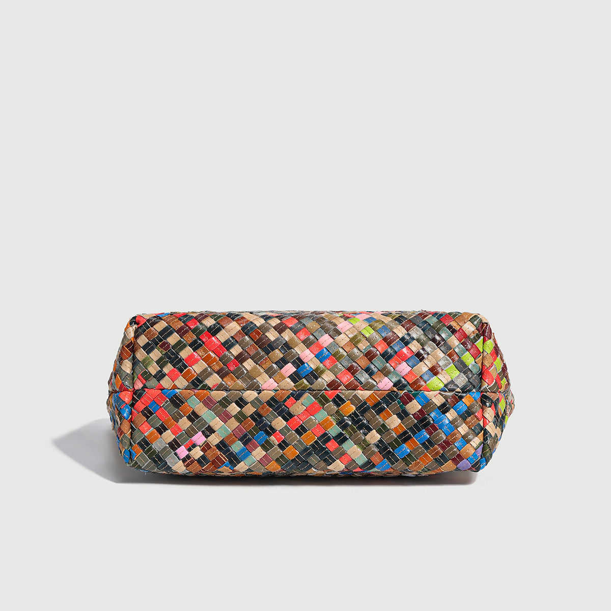 Flamboyant Multicolor Woven Leather Tote Bag - Rainbow