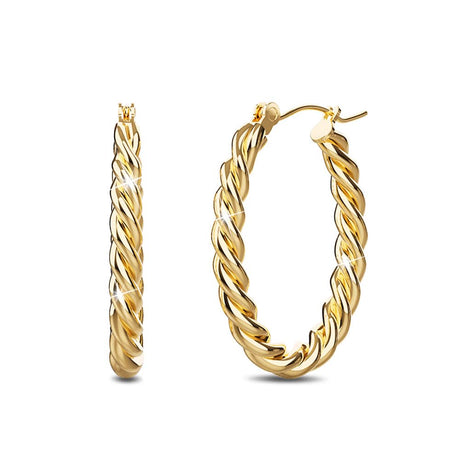 Bullion Gold Intertwined Braid Hoop Gold Layered Earrings