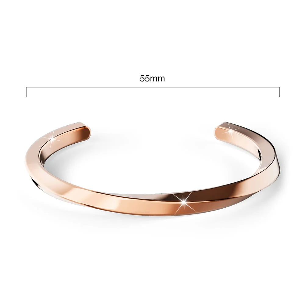Bullion Gold Lyra Twisted Cuff Bangle in Rose Gold 55mm