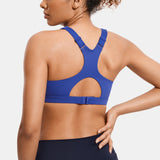 Power On Soft Padded High Impact Zip Front Sports Bra - Sapphire