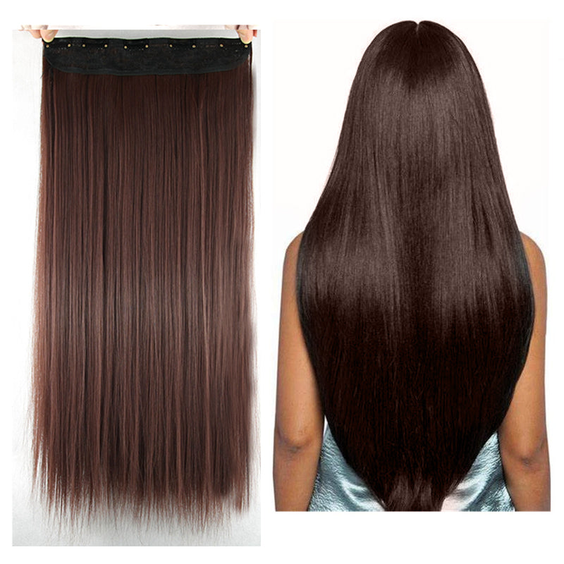 Chocolate Brown High Grade Synthetic Hair Extension Clip-In Straight Hair 5 Clips 22"
