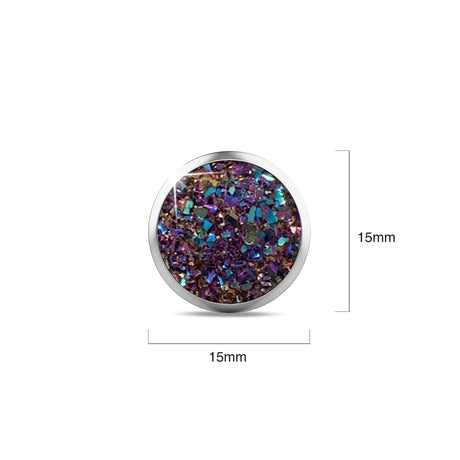 Bullion Gold Amalgam White Gold Layered Champagne Stone Stud Earrings 15mm
