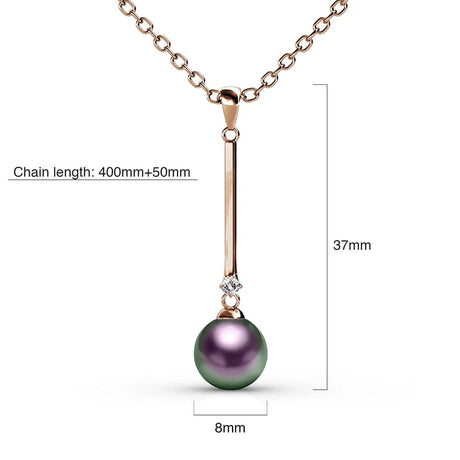 Krystal Couture Magnificent Pearl Drop Necklace Embellished with Swarovski Crystal Iridescent Purple Pearls