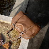 Nalandu Vintage Leather Bowling Bag - Camel