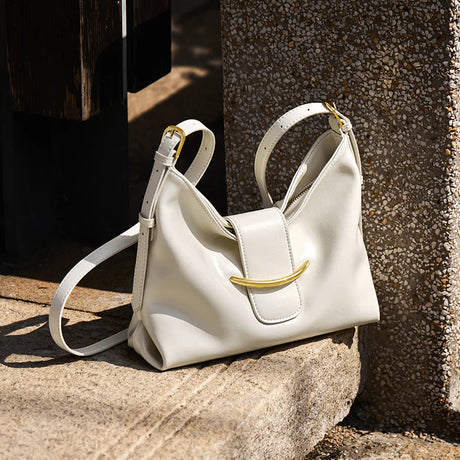 Nalandu Luxe Glossy Hobo Shoulder Bag - White