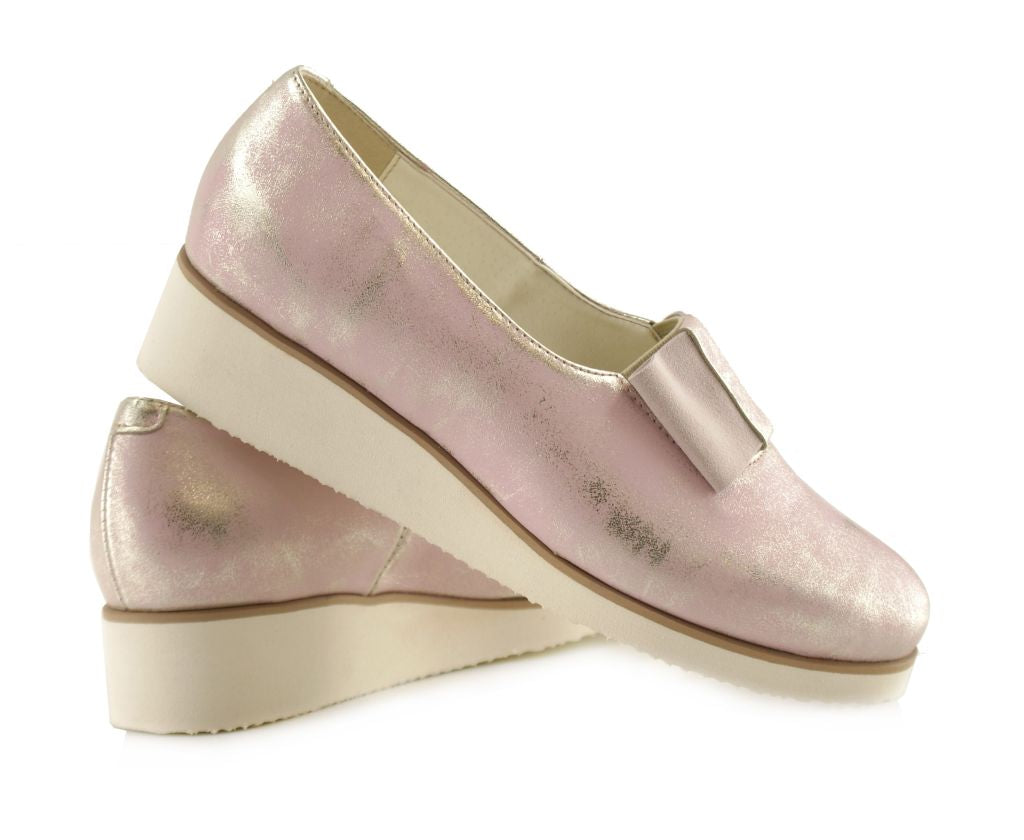 Bosccolo Womens Pumps With Bow - Metalic Pink