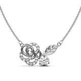Krystal Couture Rose Petal Pendant Necklace in White Gold Embellished with SWAROVSKI Crystals