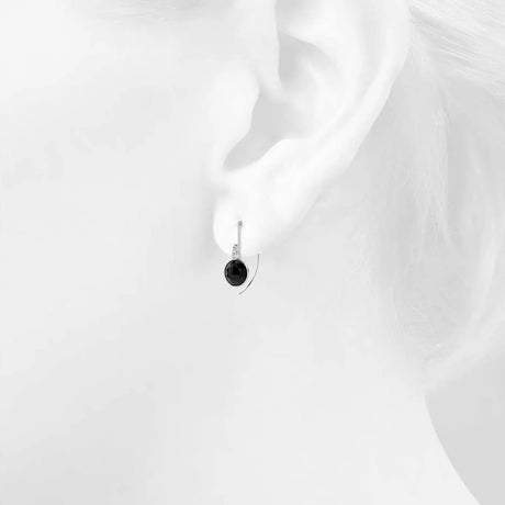 Solid 925 Sterling Silver Bezel CZ Drop Earrings 9mm