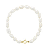 Bracelet Baroque Baroque Freshwater Pearl White Yellow Gold 6-7mm