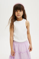 Cotton On Kids Girls Fitted Essential Tank - White Rib