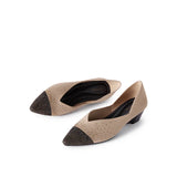 Princess Crystal Pointed Toe Wedge Pumps - Apricot