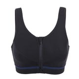 Full Zip Front High Support Wireless Sports Bra  - Black