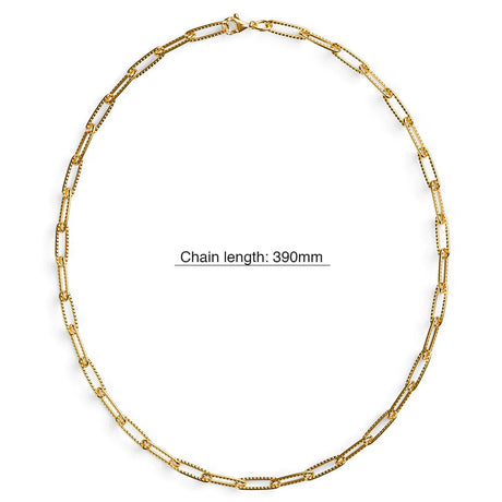 Bullion Gold Textured Paper-Clip Link Chain Necklace in Gold