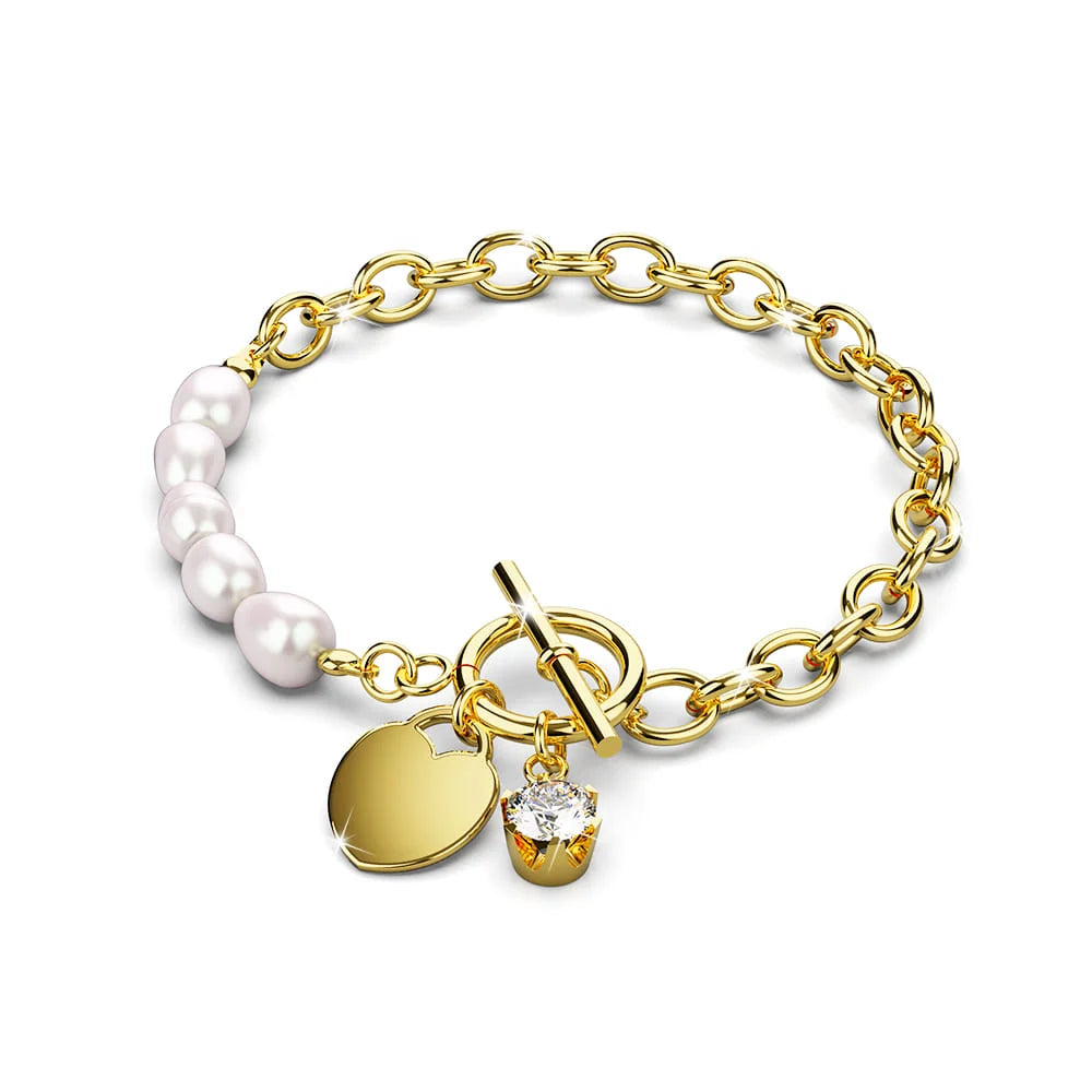 Bullion Gold Elan Heart T-lock Toggle Bracelet