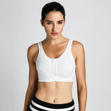 Full Length Zip Front Wireless Racerback Sports Bra - White