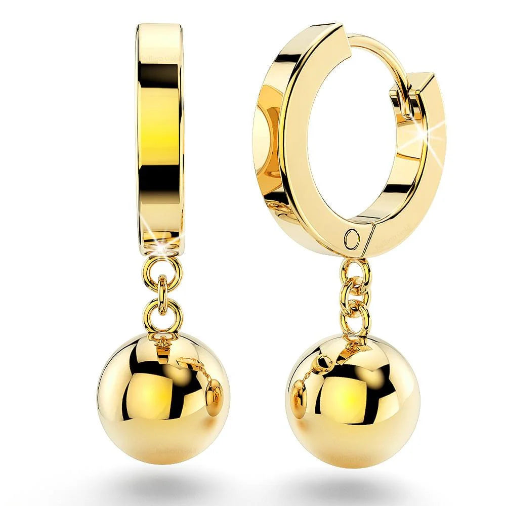 Bullion Gold Brilliant Ball Huggie Earrings