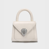 Avant Garde Silver Chain Strap Leather Top Handle Bag - Ivory