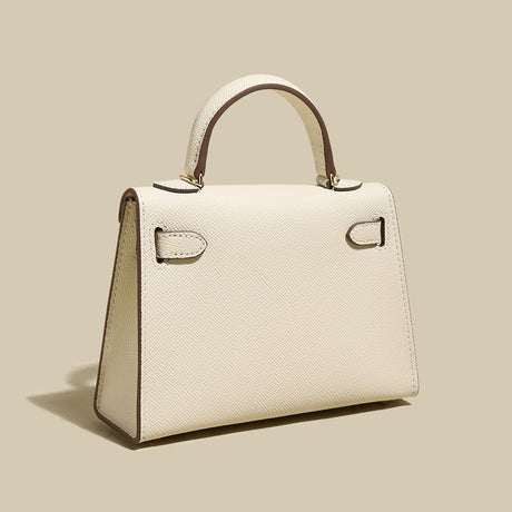 Classic Structured Leather Top-Handle Bag - Ivory