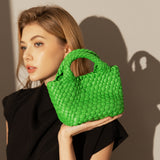Mini Woven Top Handle Bag - Green