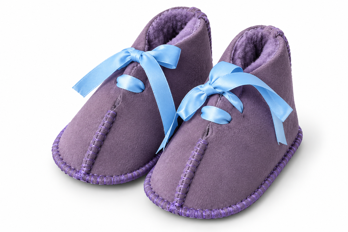 Australian Leather Ugg Infant Ribbon - Lilac LightBlue - Large