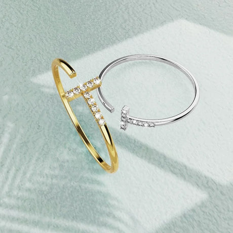 Adjustable Solid 925 Sterling Silver Cleo Stacking Ring in Gold