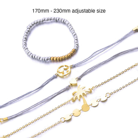 Bohemian 5-Piece Charm Bead Bracelet Set