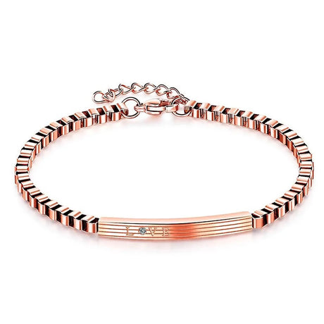 Bullion Gold Love Box Chain Bracelet Rose Gold