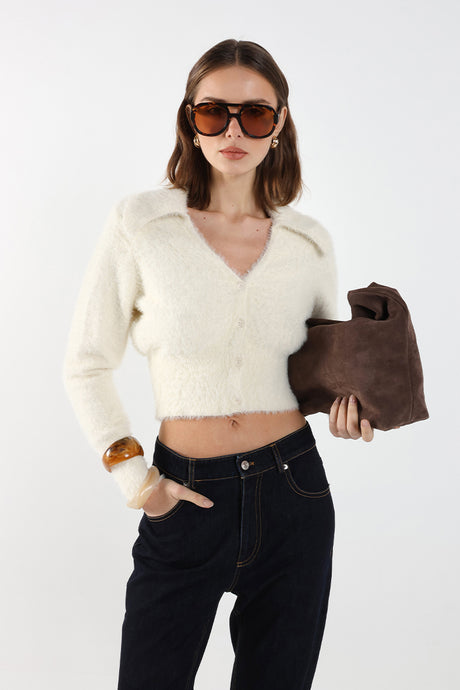 Madison The Label Lucy Knit Cardigan - Cream