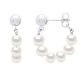 Drop Earrings 6 Pearl Drop Freshwater Pearl White Sterling Silver