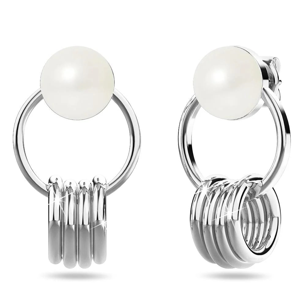 Bullion Gold Helena Pearl & Charm Ring White Gold Drop Earrings
