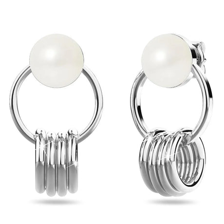 Bullion Gold Helena Pearl & Charm Ring White Gold Drop Earrings