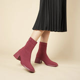 Stretch Knit Sock Boots - Wine