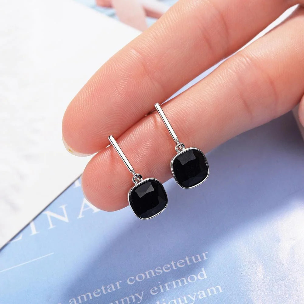 Ebony Cushion Drop Earrings