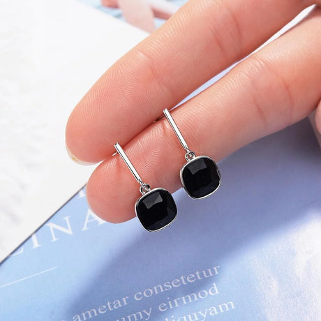Ebony Cushion Drop Earrings