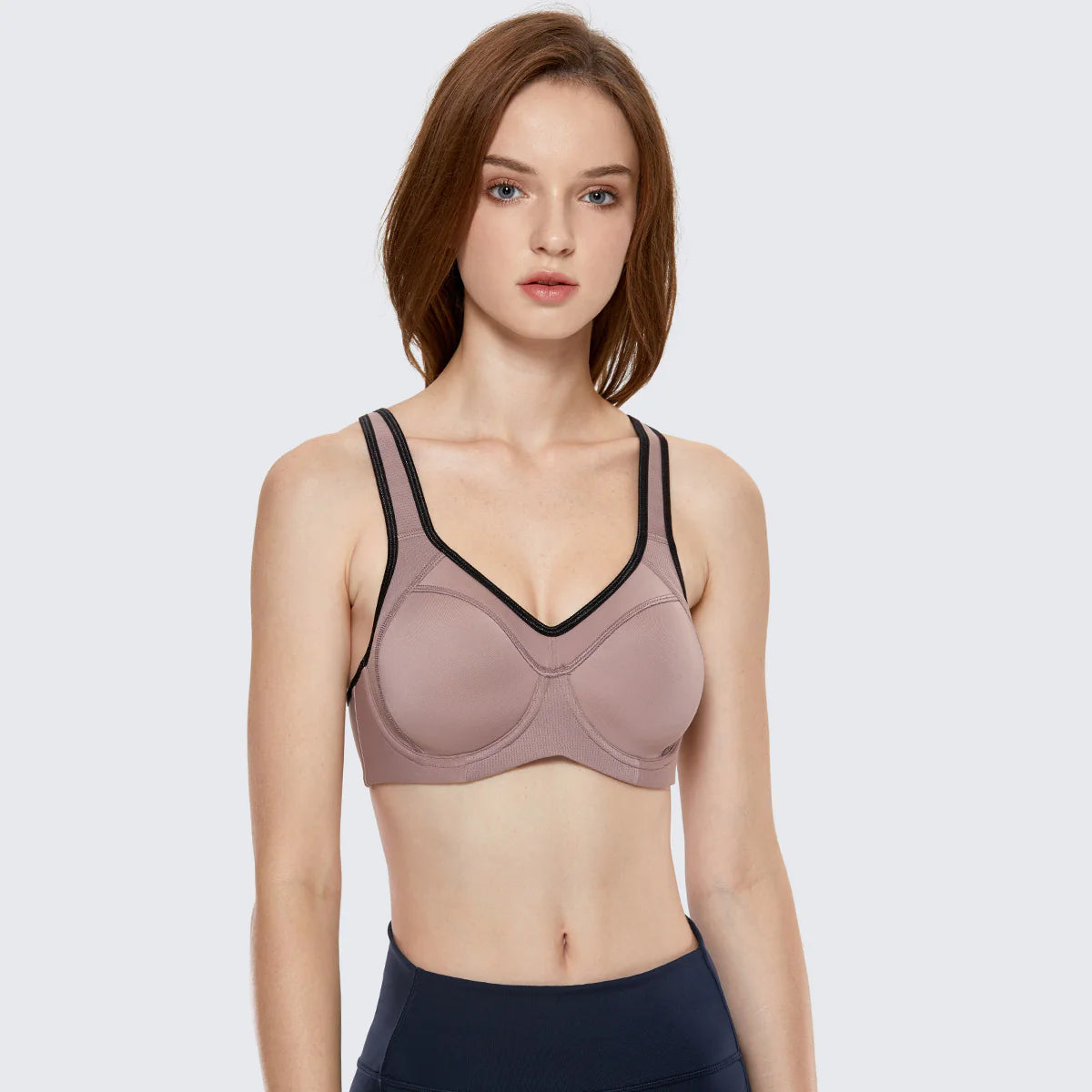 Full Support High Impact Padded Sports Bra - Mocha