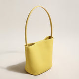 Thin Strap Waterproof Leather Bucket Bag - Yellow