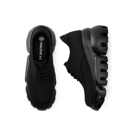 Retro Leopard Platform Sneakers - Black