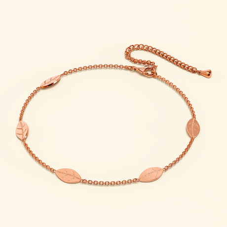 Bullion Gold Falling Leaves Chain Anklet in Rose Gold Layered Steel Jewellery
