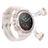 2 in 1 Bluetooth Smart Watch TWS Wireless Earphones 1.28" 9D Touch Screen BT 5.0 - Gun Pink