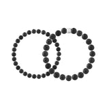 2 Bracelet Set Balance Lava Stone Sterling Silver