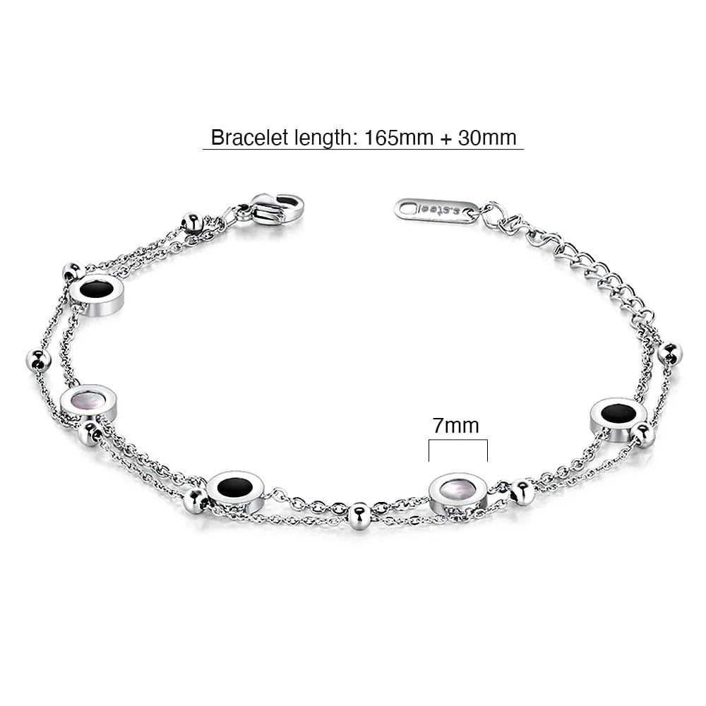 Bullion Gold Inlaid Shell Charm Bracelet White Gold