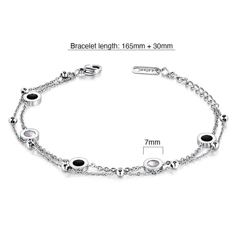 Bullion Gold Inlaid Shell Charm Bracelet White Gold