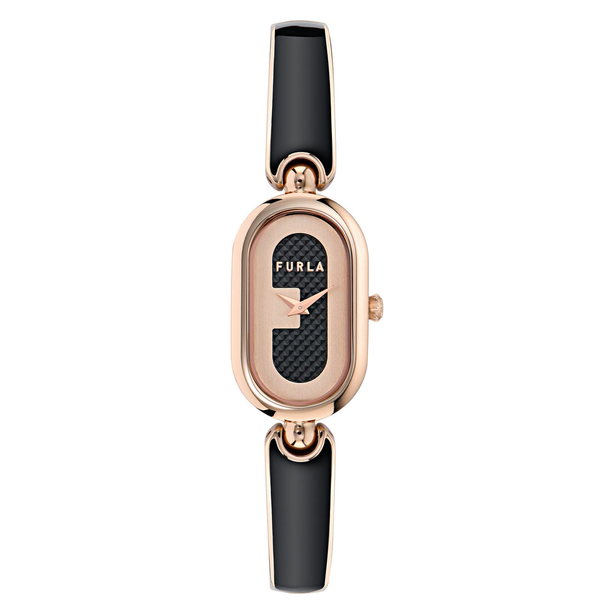 Furla Ooh Rose Gold-Tone 19mm Black Enamel Bangle Watch