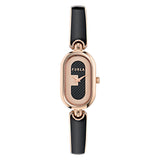 Furla Ooh Rose Gold-Tone 19mm Black Enamel Bangle Watch
