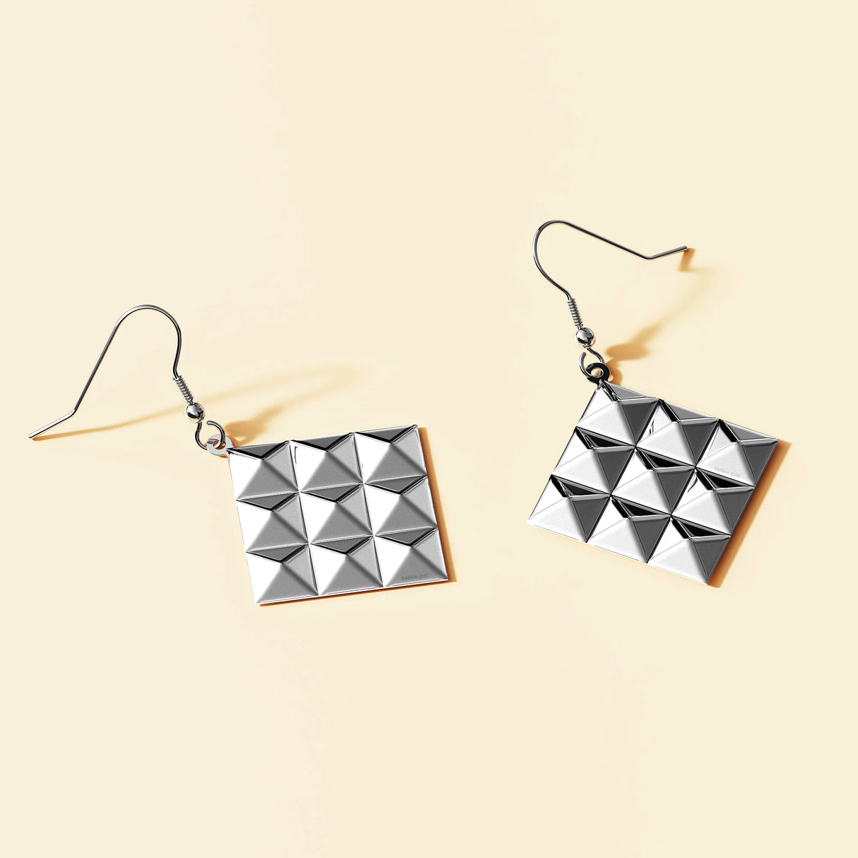 Bullion Gold Fascination Geometric Style Diamond Shape Metallic Earrings White Gold